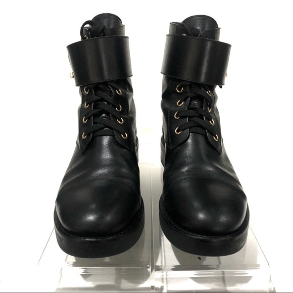 Authentic Louis Vuitton Wonderland Leather Moto Combat Military Boots 7.5 - Picture 3 of 11